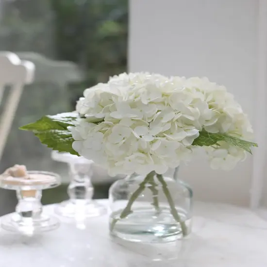Real Touch Artificial Flowers With White Hydrangea in Vase for Home Decoration, Fake Hydrangea Centerpieces {3}