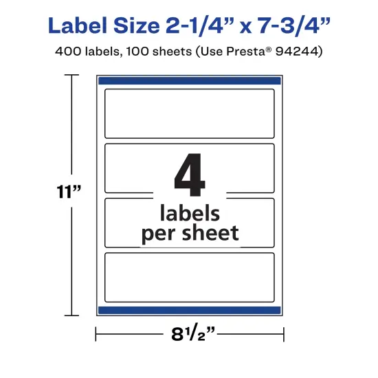 Avery Durable Waterproof Rectangle Labels with Sure Feed, 2.25" x 7.75" {5}