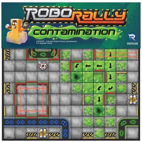 Renegade Game Studios: Robo Rally: Contamination Expansion - Racing Board Game, Trap Doors & Chop Shop Cards, Ages 12+, 2-6 Players, 45-90 mins {6}