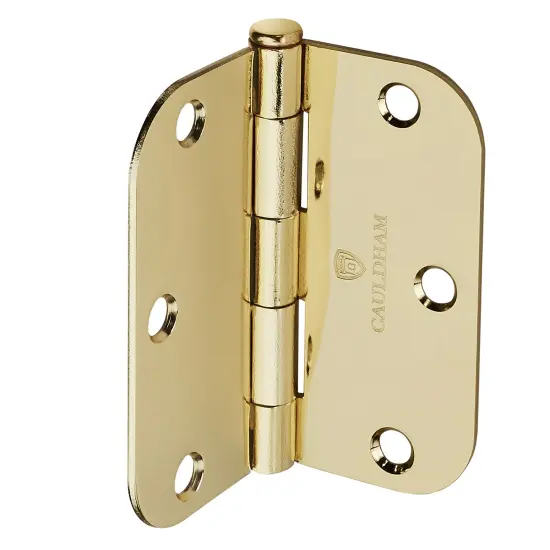 Cauldham Heavy-Duty 3-1/2" Interior Door Hinges with 5/8" Radius Corners - Brass {5}