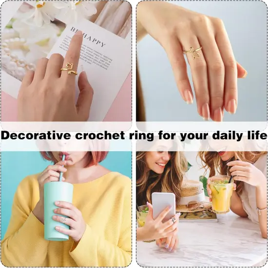 6 Pcs Crochet Rings for Finger Adjustable {4}