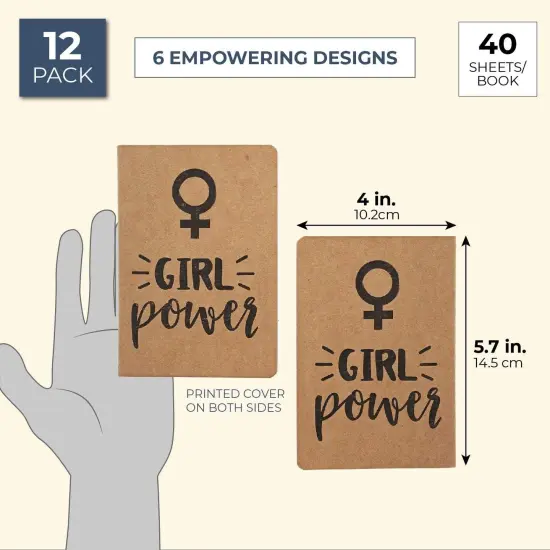 12 Pack Feminist Kraft Paper Journal with Lined Pages, 40 Sheets Each (4 x 5.7 In) Brown {2}