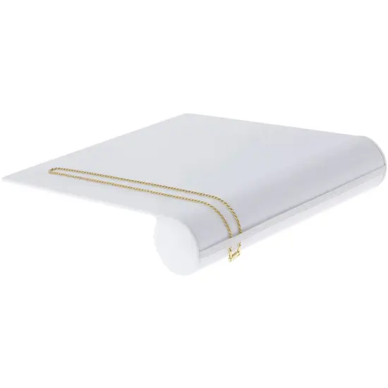 Plymor White Faux Leather Bracelet Ramp Display Stand, 8" W x 8.5" D x 1.75" H {4}