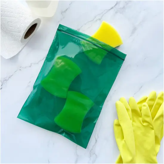 Plymor 8" x 10", Green 2 Mil Zipper Reclosable Plastic Bags {4}