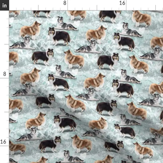 Various Fabrics by the Yard or Fat Quarter Shetland Sheepdog Puppy Sheep Border Puppies Collie Breed Custom Printed Fabric by Spoonflower {2}