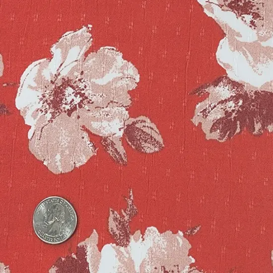 1 Yard Orange Yoryu Jacquard Rayon Fabric, 57/58&rdquo; Wide Lightweight Apparel Material {3}