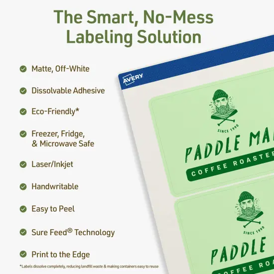 Avery Dissolvable Labels, 3" x 7" Rectangle {2}