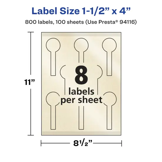 Avery Pearlized Ivory Lollipop Labels with Sure Feed Technology, Print-to-the-Edge, 1.5" x 4" {5}