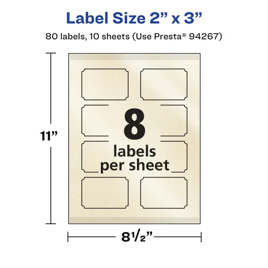 Avery Pearlized Ivory Rectangle Scalloped Labels with Sure Feed Technology, Print-to-the-Edge, 2" x 3" {5}