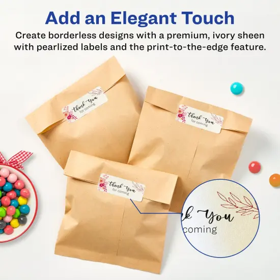 Avery Pearlized Ivory Rectangle Labels with Sure Feed Technology, Print-to-the-Edge, .75" x 3.5" {2}