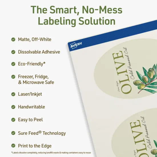 Avery Dissolvable Labels, 4" x 6" Oval {2}