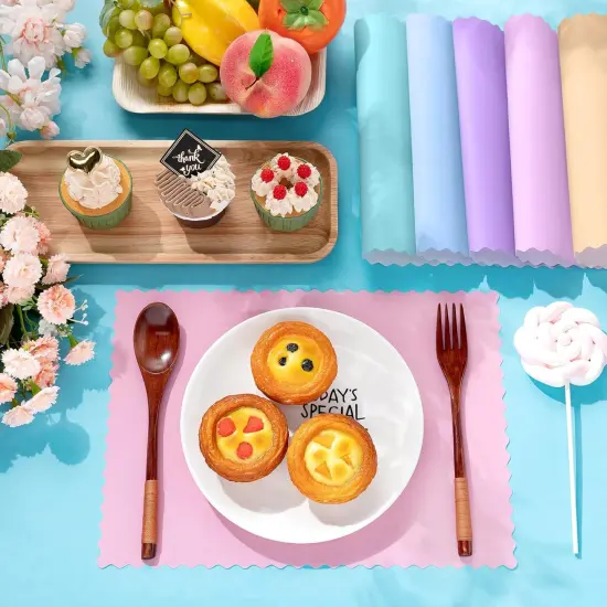 Disposable Paper Place Mats Multicolor Paper Place Mats with Decorative Wavy Scalloped Edge Blank Table Mats for Restaurant Catering Dining Table {2}