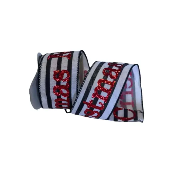 2.5" Merry Christmas Ribbon: Black/White {3}
