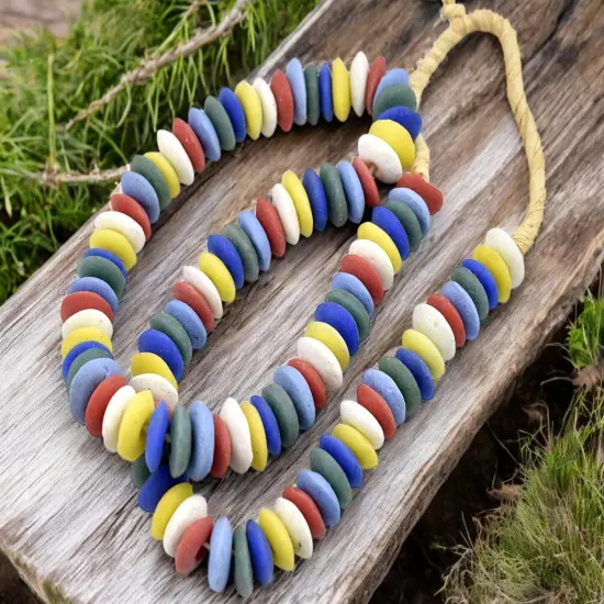 13~15mm Mutli Color Recycled African Glass Heishi Bead {3}