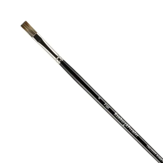 Creative Mark Hamburg Premiere Professional Oil Painting Brushes - Flat #8 Oil Paint Brush - Handmade in Germany, Natural & Synthetic Hair Blend, Long Triple-Lacquered Birch Handle {1}