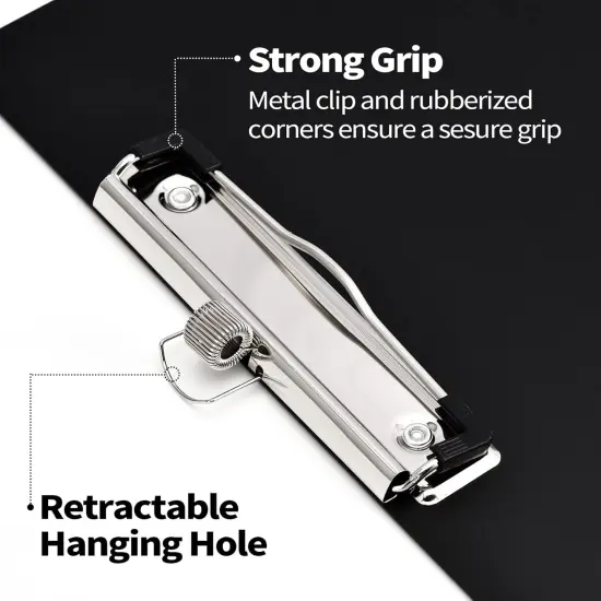 Plastic Clipboard with Pen Holder, [10% Thicker] Clip Boards 8.5x11 with Low Profile Clip, Cute Hanging Clipboard, Standard Letter Size A4 for Women Kid Teacher, Office & School Supplies, Black {4}