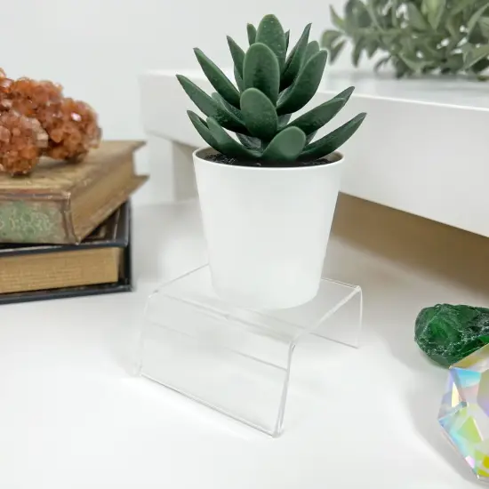 Plymor Clear Acrylic Sign-Holder Display Riser, 1.25" H x 2.5" W x 2.75" D (3/32" thick) (1" x 2.5" Sign) {4}