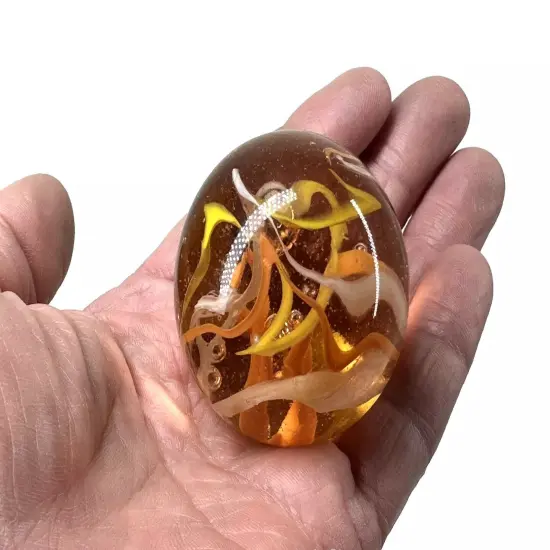 FIREFLY Toe Breaker 50mm (2") Orange/Yellow Marbles glass ball {4}