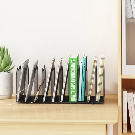 Trending Mesh Desktop File Sorter Organizer, 5-Section Bookshelf for Desk Home Office, Black {4}