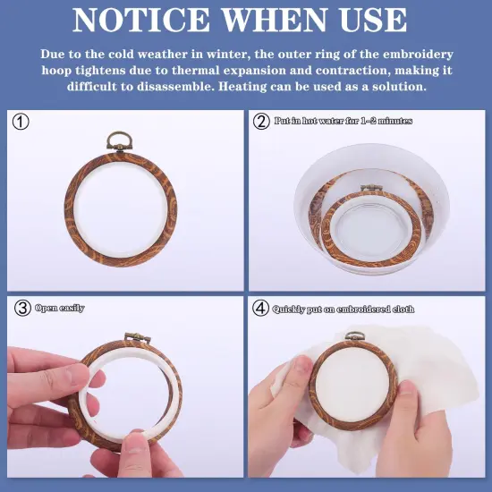 8 Pcs/Set Mini Embroidery Hoops 3 Inch Round Imitated Wood Plastic Display Frame Reusable Circle Cross Stitch Hoop Ring for Art Craft Sewing and Hanging Ornaments Home Decor {6}