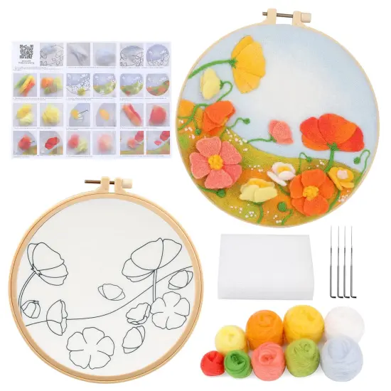 Mayboos Needle Felt Starter Set, Includes Wool Bag, Felting Needles, Foam Pad, Felt Cloth & Instructions, Pastoral Style Kit for Home Decoration {1}