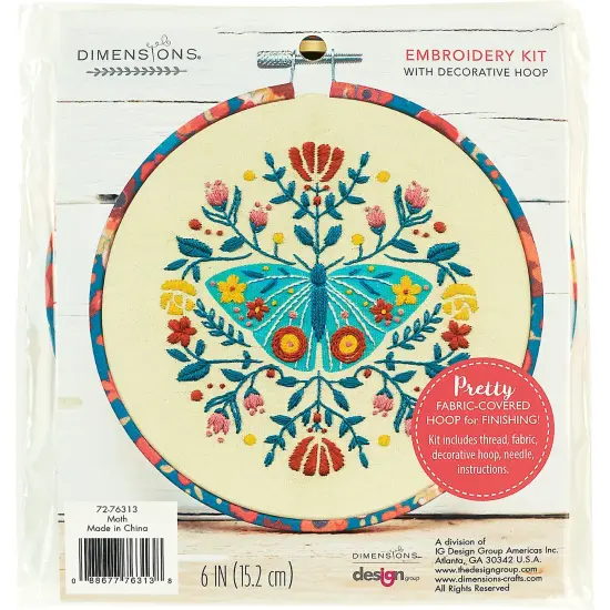 Dimensions 72-76313 Floral Moth Needlepoint Embroidery Kit for Adults, 6" D, Multicolor, 5pcs {1}