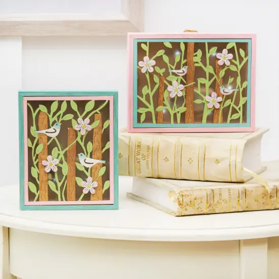 Songbird Easter Spring Shadowbox Light-Up LedSet of 2 {3}