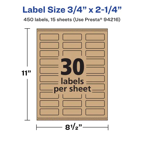 Avery Kraft Brown Rectangle Labels with Sure Feed, .75" x 2.25" {5}