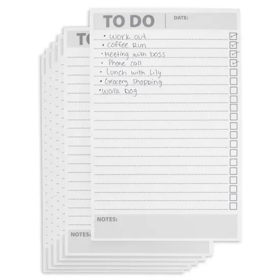 6 Pack To Do List Notepads, Daily Reminder Checklist (8.5 x 5.5 In, 60 Sheets Each) White {5}