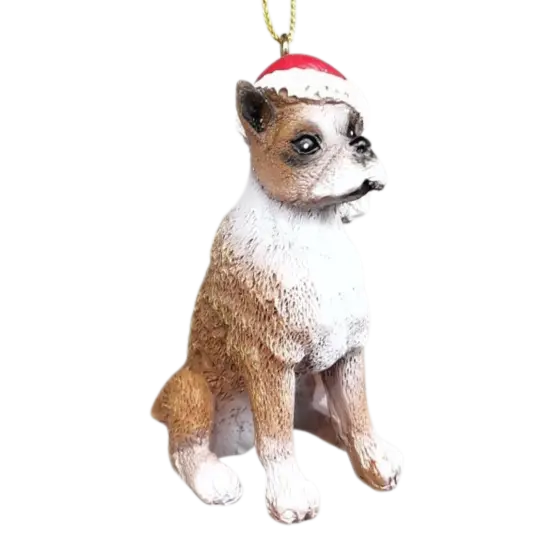Dog in a Santa Hat Ornament - Pit Bull {2}