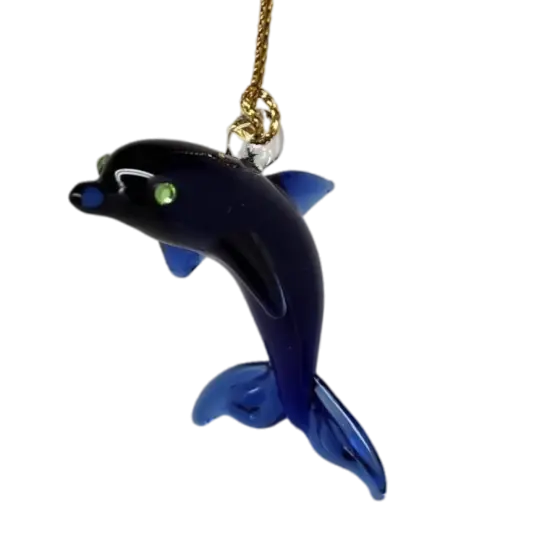 Solid Blown Glass Dolphin Ornament {1}