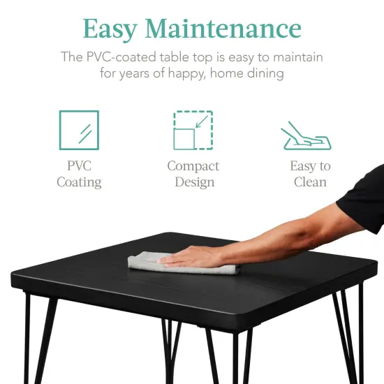 Best Choice Products 3-Piece Indoor Metal Wood Square Dining Table, Furniture Set w/ 2 Chairs Black {5}