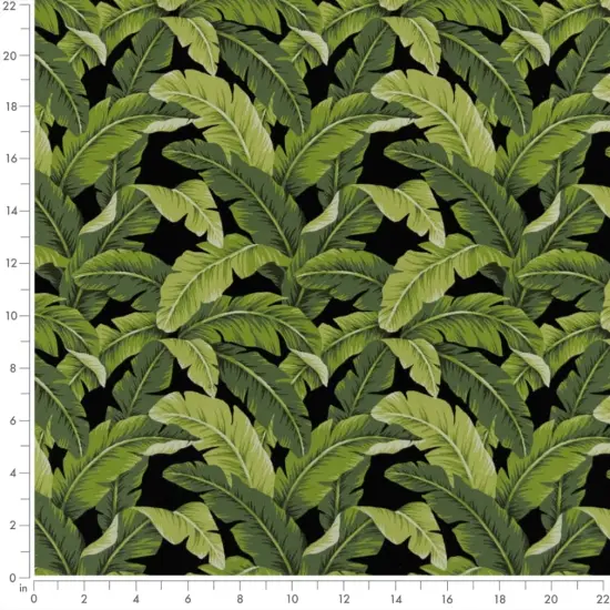 Rainforest - Black,Green Leaves,Tropical & Botanical Upholstery Fabric 54 Inches" {4}