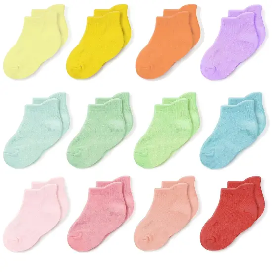CozyWay Girl Ankle Socks - Comfy Cotton Socks for Girls Ages 3 Years and Up - No Show Soft & Breathable - Multi Color - 12 Pack Multicolor {1}