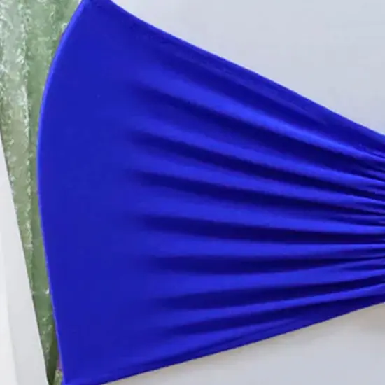 10 Pieces Royal Blue Ruffled Spandex Chair Bands for Vibrant Event Decor 8x13 inches {4}