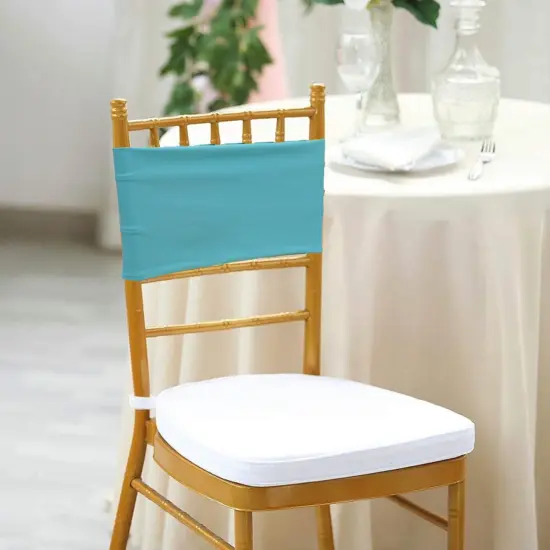 10 Pieces Stretchy Soft Pool Blue Spandex Chair Bands 7 x 13 Inches {3}