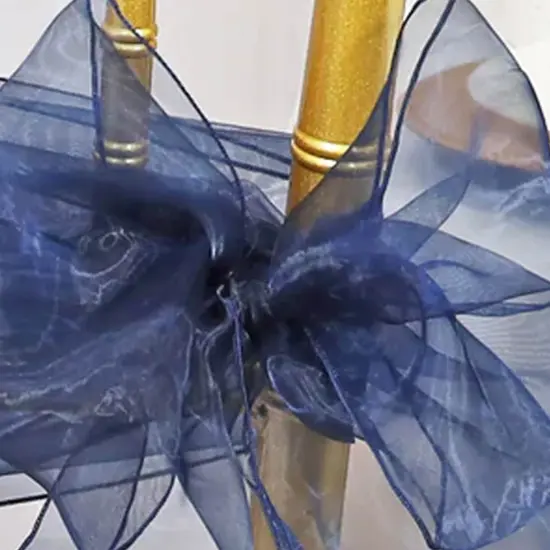10 Pieces Navy Blue Organza Chair Sashes 8"x108" Sheer Wedding & Event Decor {3}
