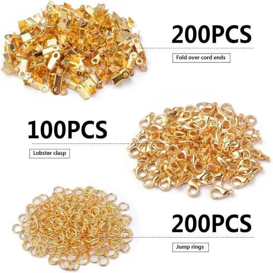 500pcs Jewelry Making Accessories Set, 100pcs Lobster Claw Clasps(Gold) {2}