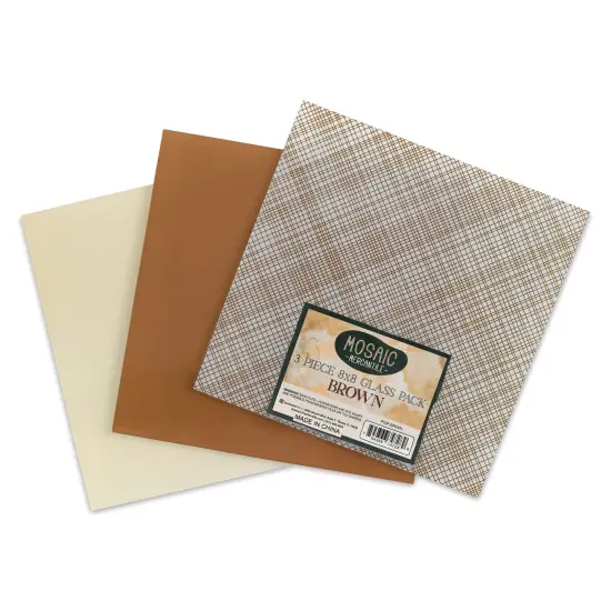 Mosaic Mercantile Opalescent Glass Pack - Brown, 8" x 8", Pkg of 3 {1}