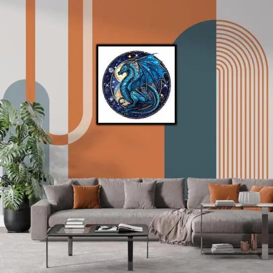 5D Dragon Stain Glass Diamond Painting Kit - 14X14 Inch {3}