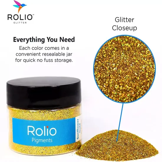 Rolio - 1 Jar Vibrant Holographic Glitter (Sunflower Gold) - 1 oz {2}