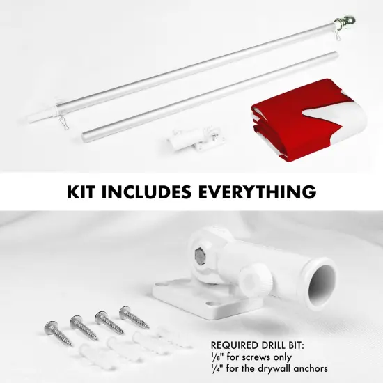 G128 - 6 Feet Tangle Free Spinning Flagpole (Silver) Canada Double Sided Brass Grommets Embroidered 3x5 ft (Flag Included) Aluminum Flag Pole {2}