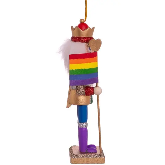 6" Gay Pride Nutcracker Ornament – Colorful Wooden Christmas Decoration {3}