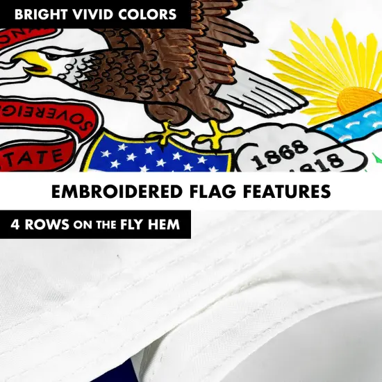 G128 - 6 Feet Tangle Free Spinning Flagpole (Silver) Illinois Double Sided Brass Grommets Embroidered 3x5 ft (Flag Included) Aluminum Flag Pole {5}