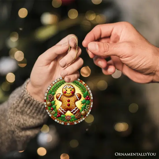Golden Gingerbread Man Delight Ornament, Radiant Holiday Guardian for Festive Decor {5}