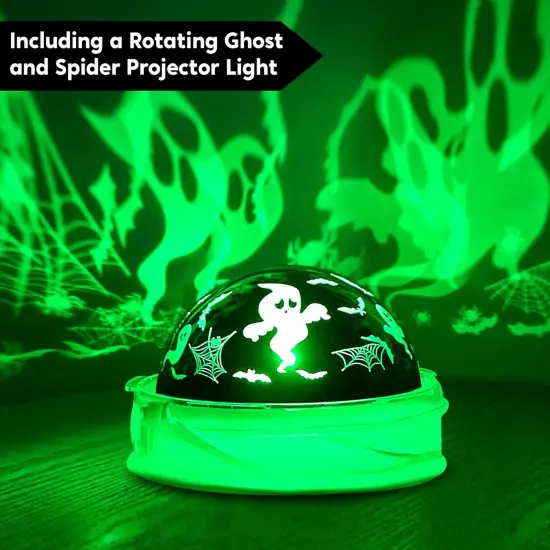 Halloween Inflatable Witch and Cauldron Decoration with Projecting Rotating Green Ghost Light, {2}