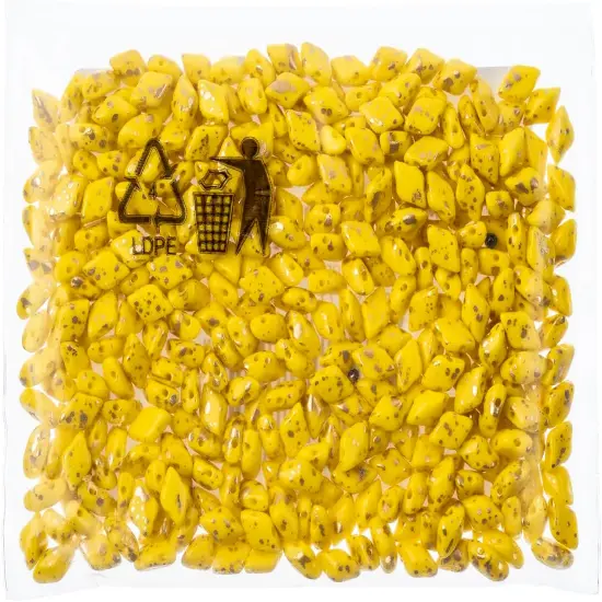 Matubo 2-Hole Czech Glass Gold Splash Gemduo Beads, 50g Lemon {2}