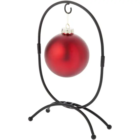 Bard's Oval Shaped Black Wrought Iron Ornament Stand, 11" H x 7.25" W x 7.25" D {3}