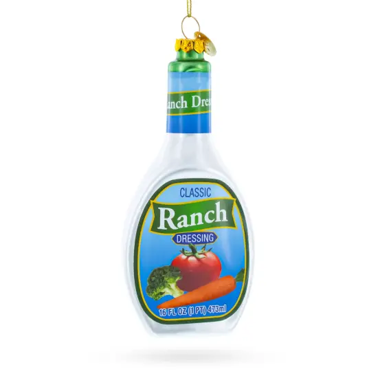 Ranch Dressing Bottle Glass Christmas Ornament {1}