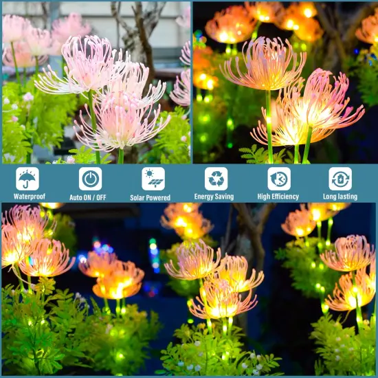 DooYard Solar Garden Lights, Solar Flowers Lights with Glowing Flowers & Stems, Upgraded Solar Panel, Solar Lights Outdoor for Garden Decoration,Yard Decor and Gift for Mother (2 Pack) {3}